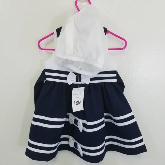 Bonnie Baby Blue and White Dress Size 12 Months. Bloomers size 18 months. - Picture 4 of 8